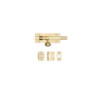 Kooples Hardware Architectural Barrel Bolt - 75mm x 30mm - Compact 9mm Bolt - Face-Fix with 3 Keeps - Satin Chrome Finish (Polished Brass)