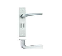 KOOPLES HARDWARE Aries Lever on Bathroom Backplate 190mm x 42mm - Internal Door Handle with Turn & Release Lock - Slim Modern Design - Satin or Polished Finish - Fixings Included (Satin Chrome)