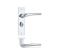 KOOPLES HARDWARE Aries Lever on Bathroom Backplate 190mm x 42mm - Internal Door Handle with Turn & Release Lock - Slim Modern Design - Satin or Polished Finish - Fixings Included (Polished Chrome)