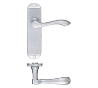 KOOPLES HARDWARE Arundel Lever on Latch Backplate 175mm x 42mm - Short Plate Traditional Door Handle for Internal Latch Doors - Fixings Included (Satin Chrome)