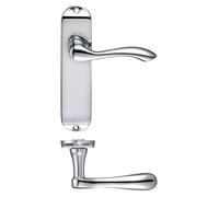 KOOPLES HARDWARE Arundel Lever on Latch Backplate 175mm x 42mm - Short Plate Traditional Door Handle for Internal Latch Doors - Fixings Included (Polished Chrome)