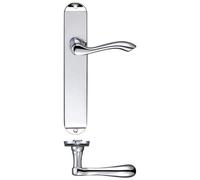 KOOPLES HARDWARE Arundel Lever on Latch Backplate 245mm x 42mm - Long Plate Traditional Door Handle for Internal Doors - Classic Curved Lever - Fixings Included (Polished Chrome)