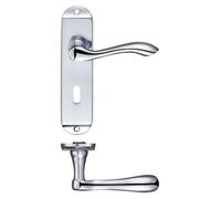 KOOPLES HARDWARE Arundel Lever on Lock Backplate 175mm x 42mm - Short Plate Door Handle for 57mm Centre Mortice Lock - Fixings Included (Polished Chrome)