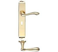KOOPLES HARDWARE Arundel Lever on Lock Backplate 245mm x 42mm - Long Plate Traditional Handle for 57mm Centre Mortice Lock - Fixings Included (Polished Brass)