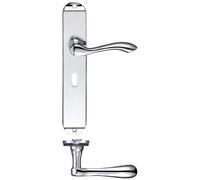 KOOPLES HARDWARE Arundel Lever on Lock Backplate 245mm x 42mm - Long Plate Traditional Handle for 57mm Centre Mortice Lock - Fixings Included (Polished Chrome)