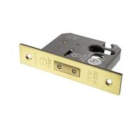Kooples Hardware Atlantic Euro Deadlock [CE] 2.5" - Mortice Door Lock Case for Euro Profile Cylinder (Polished Brass)