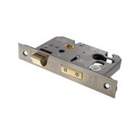 Kooples Hardware Atlantic Euro Sashlock CE 3 Inch Mortice Lock with Latch and Euro Cylinder Case for Internal & External Wooden Doors (Antique Brass)