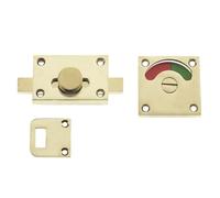 Kooples Hardware Bathroom Indicator Bolt 50x50mm - Occupancy Thumbturn Lock for Toilet & Washroom Doors - Red/Green Indicator with Emergency Release & Fixings (Brass Finish)