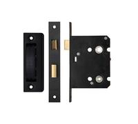 Kooples Hardware Bathroom Lock with Thumb Turn and Emergency Release Internal Privacy Mortice Lock for WC or Toilet Doors (Powder Coat Black)