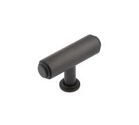 KOOPLES HARDWARE Belgrave T-Bar Stepped Cupboard Knob - Solid Brass Cabinet Handle with Tiered Edge - Classic T-Shaped Drawer & Door Pull (Dark Bronze)