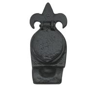 Kooples Hardware Black Antique Fleur de LYS Cylinder Cover - Cast Iron Euro Profile Escutcheon Plate - Traditional Vintage Keyhole Cover with Fixings