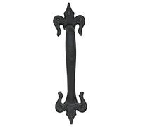 KOOPLES HARDWARE Black Antique Fleur de LYS Pull Handle - Decorative Cast Iron Door & Cabinet Handle - Rustic Vintage Style for Gates, Drawers, Barn Doors - Fixings Included