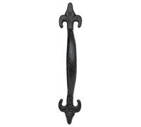 KOOPLES HARDWARE Black Antique Fleur de LYS Pull Handle - Decorative Cast Iron Door Handle for Gates, Cabinets, Barn Doors - Rustic Vintage Style - Screws Included (125 MM)