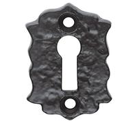 Kooples Hardware Black Antique Floral Escutcheon - Traditional Keyhole Cover Plate for Interior & Exterior Doors (Iron Finish)