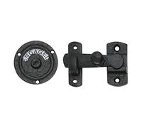 Kooples Hardware Black Antique Indicator Bolt - 70mm Privacy Door Bolt with Vacant/Engaged Display - Traditional Wrought Iron Style - Cast Iron Lock for Toilets, Bathrooms, or Cubicles
