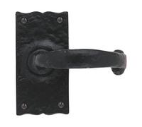 Kooples Hardware Black Antique Lever Latch - Traditional Lever on Backplate Handle (110mm x 55mm) - Cast Iron Internal Door Handle - Rustic Wrought Iron Style - Pair for Wooden Doors
