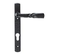 KOOPLES HARDWARE Black Antique Lever on Narrow Backplate - Straight Handle 218mm x 30mm - 92mm Lock Centre - Traditional Cast Iron Door Handle for Timber Doors