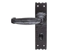 KOOPLES HARDWARE Black Antique Plain Design Bathroom Toilet Door Handles Lock - 158mm x 38mm