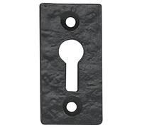 Kooples Hardware Black Antique Rectangular Open Escutcheon - Traditional Wrought Iron Keyhole Cover - Vintage Style Door Key Plate for Interior and Exterior Use