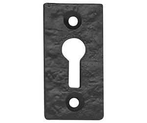 Kooples Hardware Black Antique Rectangular Open Escutcheon - Traditional Wrought Iron Keyhole Cover - Vintage Style Door Key Plate for Interior and Exterior Use