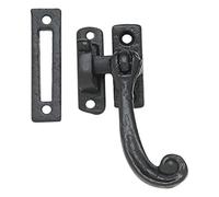 Kooples Hardware Black Antique Window Fittings - Traditional Hook & Mortice Plate Fastener - Vintage Style Cast Iron Window Latch - Classic Sash Window Lock for Timber Windows