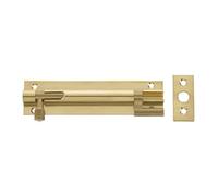 Kooples Hardware Brass Necked Barrel Bolts - Offset Surface Bolt for Doors, Gates, Cupboards & Shutters - Solid Brass with Classic Design and Fixings Included (Polished Brass, 64x25mm)