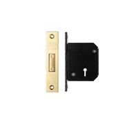 Kooples Hardware British Standard 5 Lever Deadlock - 67mm BS3621 Mortice Lock with Escutcheon - Chubb 3G114 Retrofit for Timber Doors (Brass Finish/Anti Tarnish)