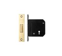 Kooples Hardware British Standard 5 Lever Deadlock - 80mm BS3621 Mortice Lock with Escutcheon - Chubb 3G114 Retrofit for External Timber Doors (Brass Finish/Anti Tarnish)
