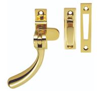 Kooples Hardware Bulb End Casement Fastener - Weather Strip Compatible Window Catch - Traditional Latch with Keep for Timber Frames (Polished Brass)