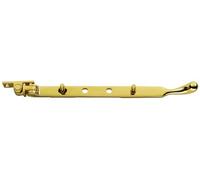 Kooples Hardware Bulb End Casement Stay - Steel Window Stay Arm with Pins - Traditional Design for Timber Casement Windows (Polished Brass, 253mm)