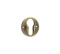 Kooples Hardware Burlington 40MM Euro Profile Escutcheon Solid Brass Euro Cylinder Keyhole Cover Plate for Interior & Exterior Doors with Concealed Fixings (Antique Brass)