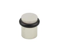 Kooples Hardware Burlington Knurled Floor Mounted Doorstops - Solid Brass Door Stop with Textured Base & Rubber Buffer - Luxury Vintage Style for Heritage & Modern Interiors (Polished Nickel)