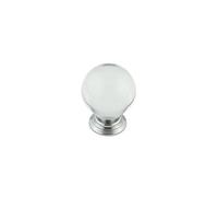 KOOPLES HARDWARE Clear Glass Cupboard Knobs - Vintage Style Crystal Drawer Pulls with Chrome Base - Decorative Handles for Cabinets, Dressers & Wardrobes (Polished Chrome, 30mm)