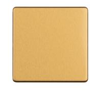 Kooples Hardware Concealed 3mm Single Blank Plate - Slim Low-Profile Wall Plate for Covering Unused Electrical Outlets - Fixings Included (Satin Brass)