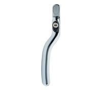 Kooples Hardware Connoisseur Cranked Locking Left Handed Window Handle - Secure Cranked Design with Key Lock - Ideal for Left Opening Windows - Fixings Included (Hardex Chrome, 35mm)