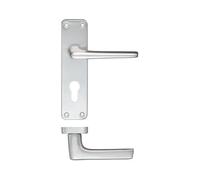 KOOPLES HARDWARE Contract Aluminium Lever on Euro Profile Backplate - Lightweight Internal Door Handle for Euro Cylinder Lock - Satin Anodised Aluminium Finish - Fixings Included