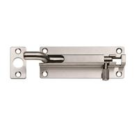 Kooples Hardware Cranked Barrel Bolt Lock - Heavy Duty Steel Slide Latch for Doors, Gates, Cabinets - Surface Mount Security Catch with Screws (Satin Stainless Steel, 100 x 38mm)