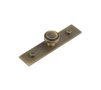 KOOPLES HARDWARE Cropley Cupboard Knobs - Solid Brass Round Cabinet Knobs with Knurled Edge - Vintage Style Drawer & Door Handles (Plain Backplate, Antique Brass, 30mm)