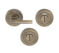 KOOPLES HARDWARE CST Disabled Thumbturn & Release Satin Stainless Steel DDA Compliant Bathroom Lock Set - Concealed Fix, Emergency Coin Release (Antique Brass)