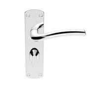 KOOPLES HARDWARE Cuatro Lever on Backplate - Modern Internal Door Handle with Smooth Ergonomic Grip (Bathroom, Polished Chrome, 170mm x 45mm Backplate)