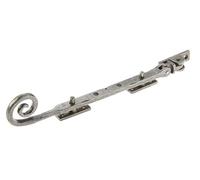 Kooples Hardware Curly Tail Casement Stays - Traditional Victorian-Style Window Stays with Decorative Curled Ends - Durable Corrosion-Resistant Metal Window Fasteners (Pewter, 245x15x6mm)