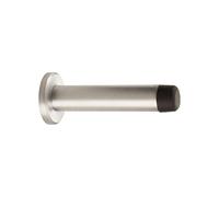 Kooples Hardware Cylinder Door Stop Satin Chrome Wall Mounted Metal Stopper with Rubber Tip - Screw Fix Buffer for Wall Protection in Homes, Offices, Bathrooms