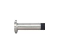 Kooples Hardware Cylinder Door Stop with Rose - 70mm Projection, Wall Mounted Stainless Steel Stopper with Rubber Buffer, Brushed Finish (Satin Stainless)