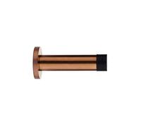 Kooples Hardware Cylinder Door Stop with Rose - 70mm Projection, Wall Mounted Stainless Steel Stopper with Rubber Buffer, Brushed Finish (PVD Satin Bronze)