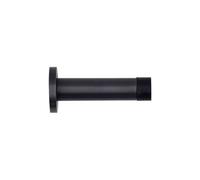 Kooples Hardware Cylinder Door Stop with Rose - 70mm Projection, Wall Mounted Stainless Steel Stopper with Rubber Buffer, Brushed Finish (Powder Coat Black)