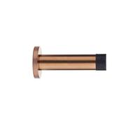 Kooples Hardware Cylinder Door Stop with Rose - 70mm Projection, Wall Mounted Stainless Steel Stopper with Rubber Buffer, Brushed Finish (Tuscan Rose Gold)