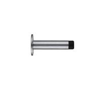 Kooples Hardware Cylinder Door Stop with Rose - Face Fix Wall-Mounted Stopper, Brushed Stainless Steel, Rubber Buffer Tip (Satin Chrome)