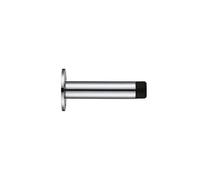 Kooples Hardware Cylinder Door Stop with Rose - Face Fix Wall-Mounted Stopper, Brushed Stainless Steel, Rubber Buffer Tip (Polished Chrome)