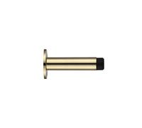 Kooples Hardware Cylinder Door Stop with Rose - Face Fix Wall-Mounted Stopper, Brushed Stainless Steel, Rubber Buffer Tip (Polished Brass)