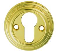 Kooples Hardware Delamain Euro Profile Escutcheon - Solid Brass Round Keyhole Cover for Euro Cylinder Locks (Polished Brass)